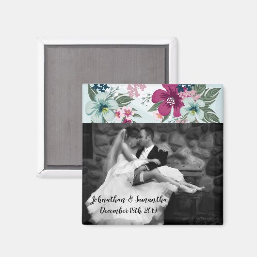 Gepersonaliseerde fotomagneet Tropische bloem op b Magneet (Voorkant / Achterkant)