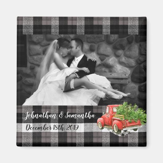 Gepersonaliseerde Fotomagneet XMAS Truck Baffalo P Magneet (Voorkant)
