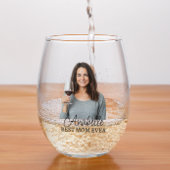 Gepersonaliseerde Fotonaam Beste Mam Ooit Gift Wijnglas Zonder Voet
