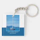 Gepersonaliseerde fotonaam Blue Modern Sleutelhanger (Achterkant)