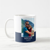 Gepersonaliseerde fotonaam Dark Blue Modern Koffiemok (Links)