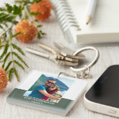 Gepersonaliseerde fotonaam Green Modern Sleutelhanger (Voorkant Rechts)