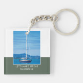 Gepersonaliseerde fotonaam Green Modern Sleutelhanger (Achterkant)