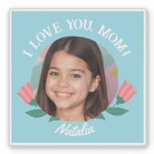 Gepersonaliseerde fotonaam Moederdag I Love You Sticker