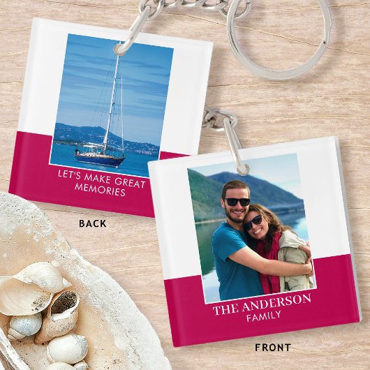 Gepersonaliseerde fotonaam Pink Modern Sleutelhanger