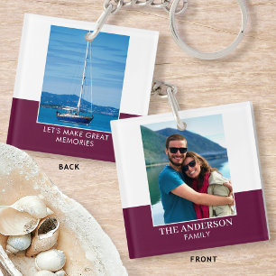 Gepersonaliseerde fotonaam Plum Modern Sleutelhanger