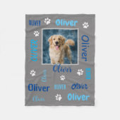 Gepersonaliseerde fotonamen | Grijze Hond Fleece Deken (Voorkant)
