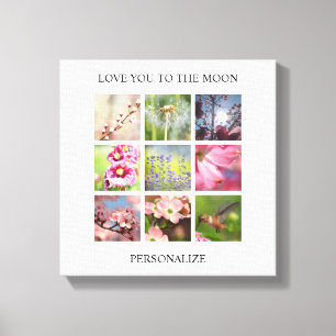 Gepersonaliseerde Foto's Collage met Jouw tekst Canvas Afdruk