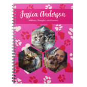 Gepersonaliseerde foto's & naam Paw Prints Patroon Notitieboek (Voorkant)