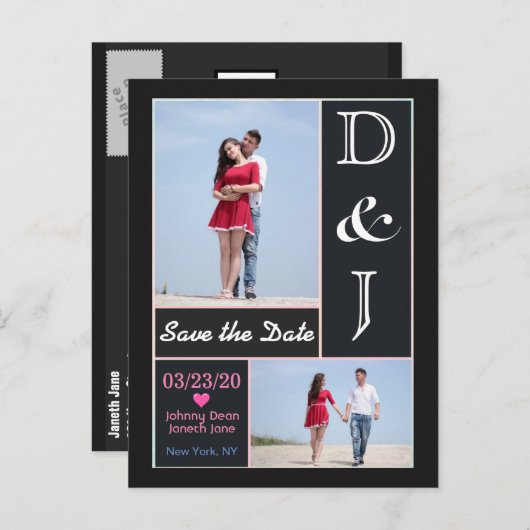 Gepersonaliseerde foto's Sla de datum op Aankondigingskaart (Voorkant / Achterkant)