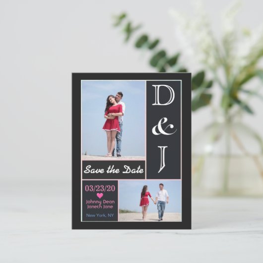 Gepersonaliseerde foto's Sla de datum op Aankondigingskaart (Staand voorkant)