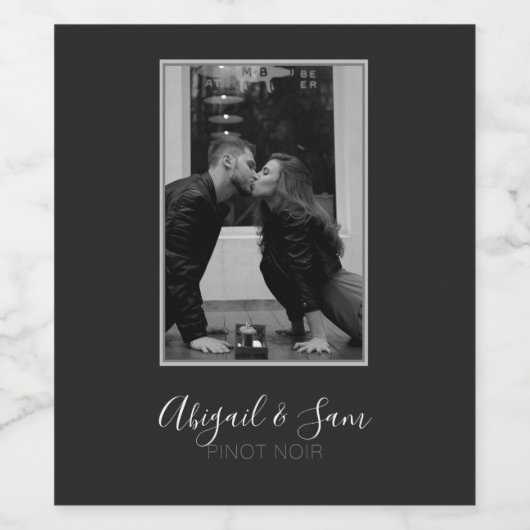 Gepersonaliseerde fotosjabloon bruiloft wijn etiket (Enkel label)