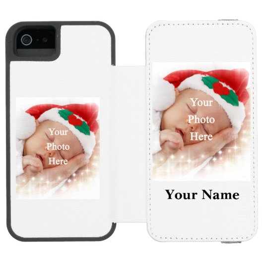 Gepersonaliseerde fotosjabloon incipio iPhone portemonnee hoesje (Agenda Open)