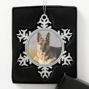 Gepersonaliseerde fotosjabloon Pewter Kerstmis Tin Sneeuwvlok Ornament