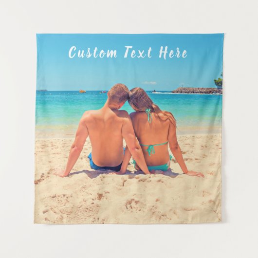 Gepersonaliseerde fototapijt met aangepaste tekst wandkleed (Voorkant (horizontaal))