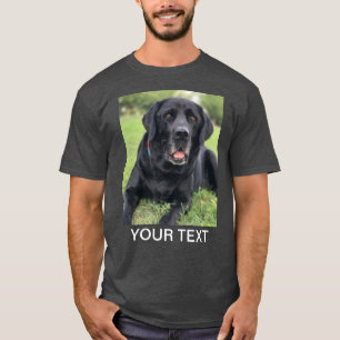 Gepersonaliseerde Fototekst Pet Dog Grey T-shirt