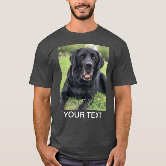 Gepersonaliseerde Fototekst Pet Dog Grey T-shirt (Voorkant)