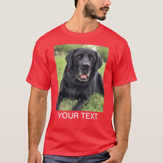 Gepersonaliseerde fototekst Pet Red T-shirt (Voorkant)