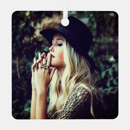 Gepersonaliseerde fototypografie Vrolijk kerstfees Metalen Ornament (Achterkant)