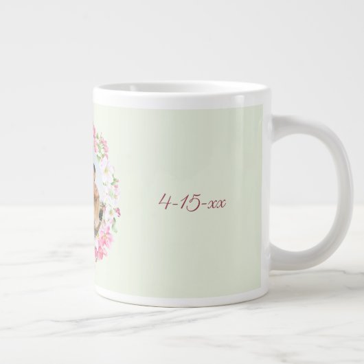 Gepersonaliseerde fotoweddenschapsdatum Bride Groo Grote Koffiekop (Rechts)