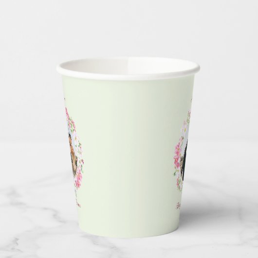 Gepersonaliseerde fotoweddenschapsdatum Bride Groo Papieren Bekers (Links)