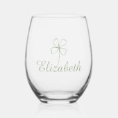 Gepersonaliseerde Four Leaf Clover wijnglas set Wijnglas Zonder Voet (Voorkant)