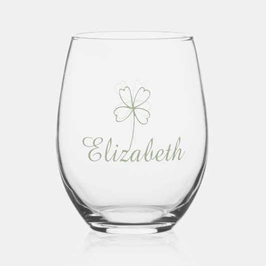 Gepersonaliseerde Four Leaf Clover wijnglas set Wijnglas Zonder Voet (Voorkant)