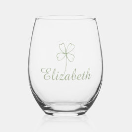 Gepersonaliseerde Four Leaf Clover wijnglas set Zonder Voet
