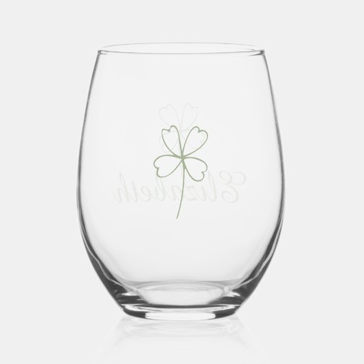 Gepersonaliseerde Four Leaf Clover wijnglas set Zonder Voet (Achterkant)