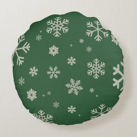 Gepersonaliseerde Fox Christmas Snowflake Rond Kussen (Achterkant)