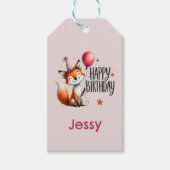 Gepersonaliseerde Fox Happy Birthday Cadeaulabel (Voorkant)
