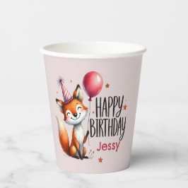 Gepersonaliseerde Fox Happy Birthday Paper Cups Papieren Bekers