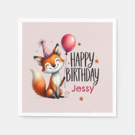 Gepersonaliseerde Fox Happy Birthday Servet