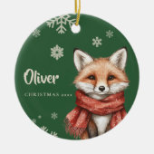 Gepersonaliseerde Fox Kerst Ornament met Snowflake (Voorkant)