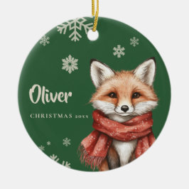 Gepersonaliseerde Fox Kerst Ornament met Snowflake