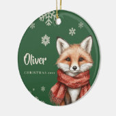 Gepersonaliseerde Fox Kerst Ornament met Snowflake (Links)