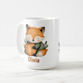 Gepersonaliseerde Fox Pumpkin Halloween Design Koffiemok (Voorkant links)