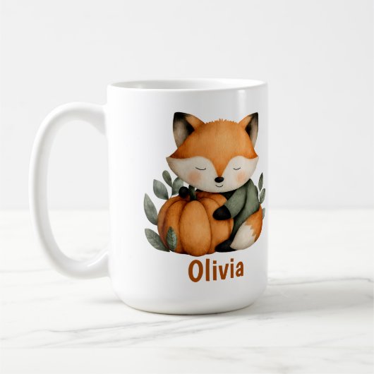 Gepersonaliseerde Fox Pumpkin Halloween Design Koffiemok (Links)