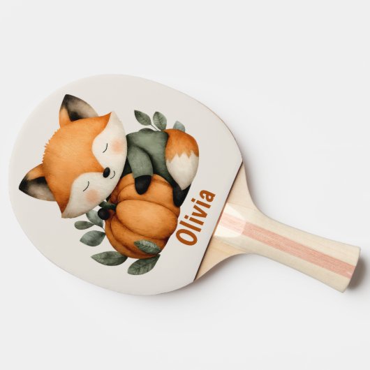 Gepersonaliseerde Fox Pumpkin Halloween Design Tafeltennisbatje (Zijkant)