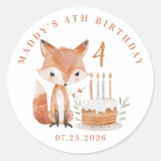 Gepersonaliseerde Fox ronde Stickers (Voorkant)