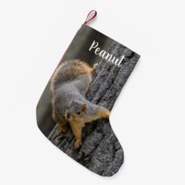 Gepersonaliseerde Fox Squirrel op een boom Kleine Kerstsok