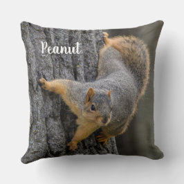 Gepersonaliseerde Fox Squirrel op een boom Kussen