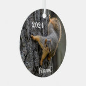 Gepersonaliseerde Fox Squirrel op een boom Metalen Ornament (Voorkant Rechts)