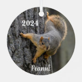 Gepersonaliseerde Fox Squirrel op een boom Metalen Ornament (Achterkant)