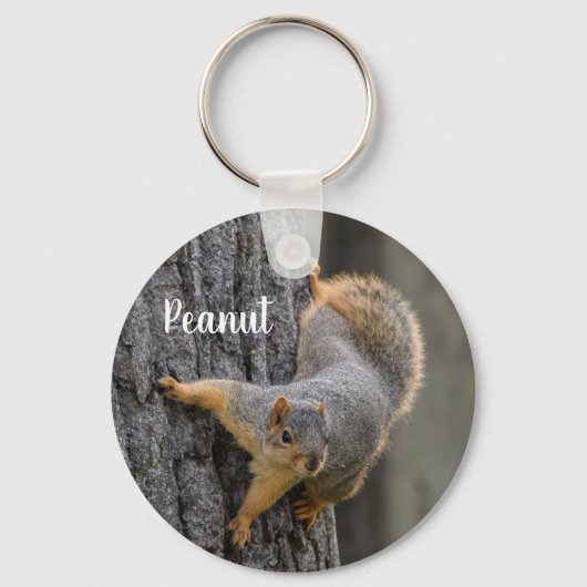Gepersonaliseerde Fox Squirrel op een boom Sleutelhanger (Achterkant)