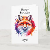Gepersonaliseerde Fox thema verjaardag voor hem Kaart (Voorkant)