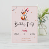 Gepersonaliseerde Fox verjaardagsfeestuitnodiginge Kaart (Staand voorkant)