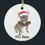 Gepersonaliseerde frank (Blue Silver Grey Lila) Keramisch Ornament<br><div class="desc">Maak dit jaar de leuke lijst met een gepersonaliseerd ornament van je favoriete kleine elf! Voor de liefste geschenken,  combineer het met een bijpassende kunstafdruk of een ander item uit mijn blauw-franse bulldog-collectie!</div>