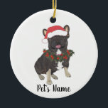 Gepersonaliseerde frank (zwart & Tan Tricolor) Keramisch Ornament<br><div class="desc">Maak dit jaar de leuke lijst met een gepersonaliseerd ornament van je favoriete kleine elf! Voor de liefste geschenken,  combineer het met een bijpassende kunstprint of een ander item uit mijn zwart-bruine driekleur Franse bulldog collectie!</div>