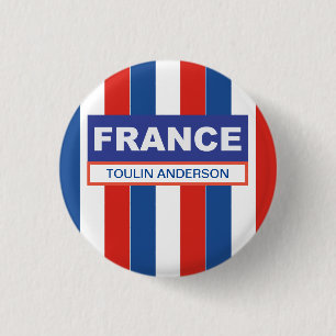 Gepersonaliseerde Frankrijk vlag Ronde Button 3,2 Cm
